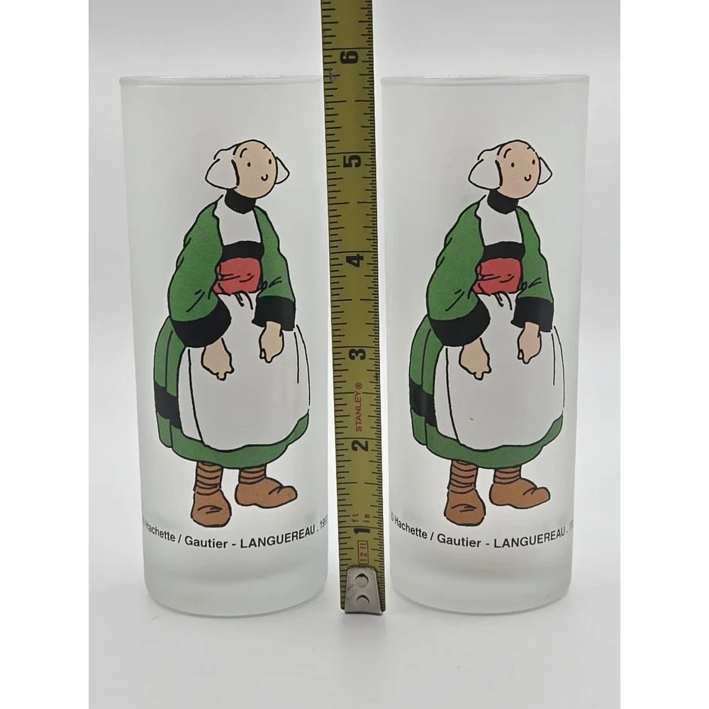 Becassine Doll French Bleuette‎ Character Glasses Set Of 2 Hachette Cups 1997